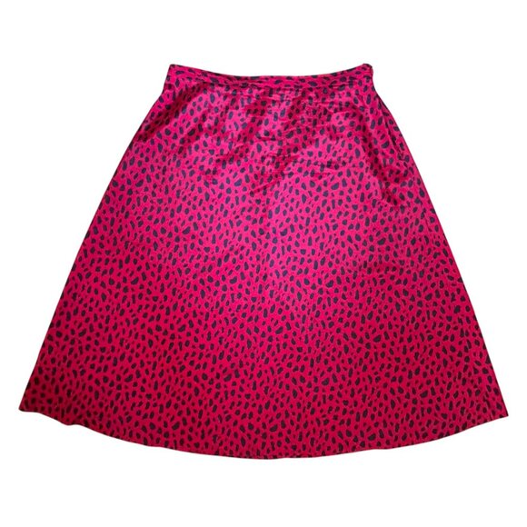 Vintage 90s Leslie Fay Red Leopard Animal Print Midi Skirt 16 XL VLV Mob Wife - Picture 4 of 8